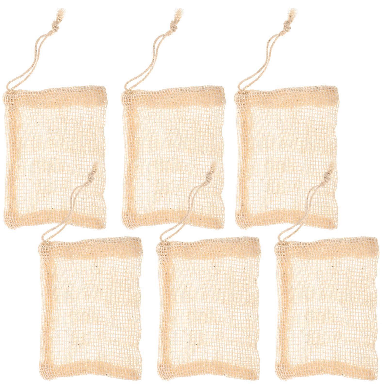 Soap Foaming Bags Drawstring Soap Bag for Storage 6Pcs Beige Material