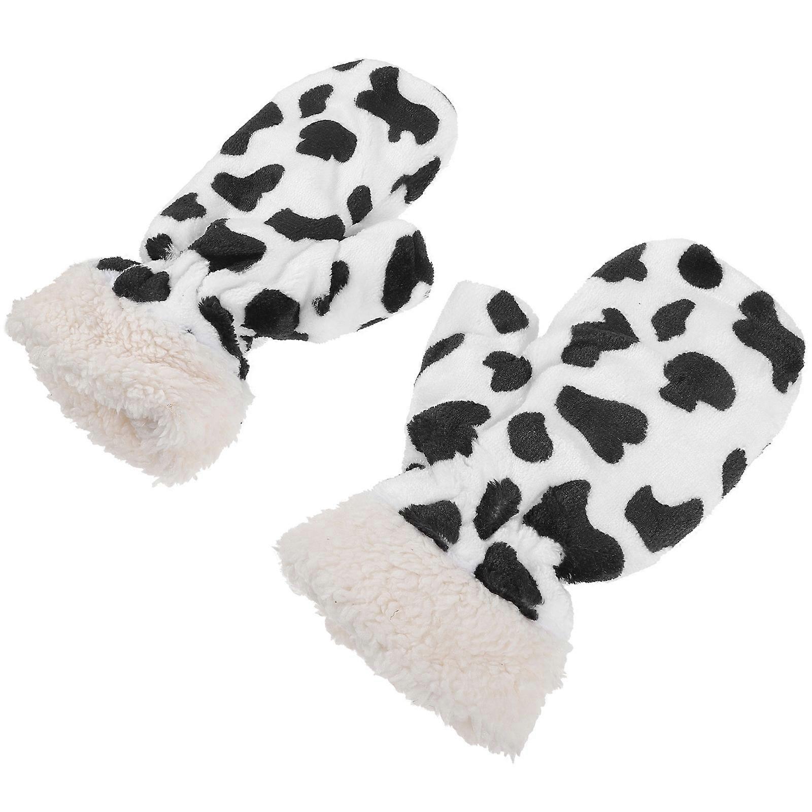 Cows Gloves Winter Mittens for Keeping Warm 2Pairs Plush Comfortable