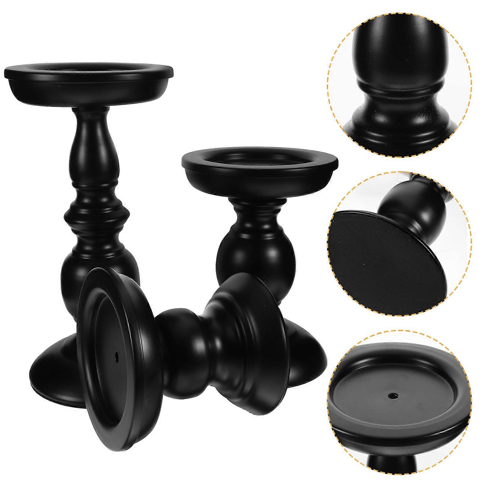 Iron Candlestick Holder For Home Decor Medium Size Black Practical 3-Pcs Set