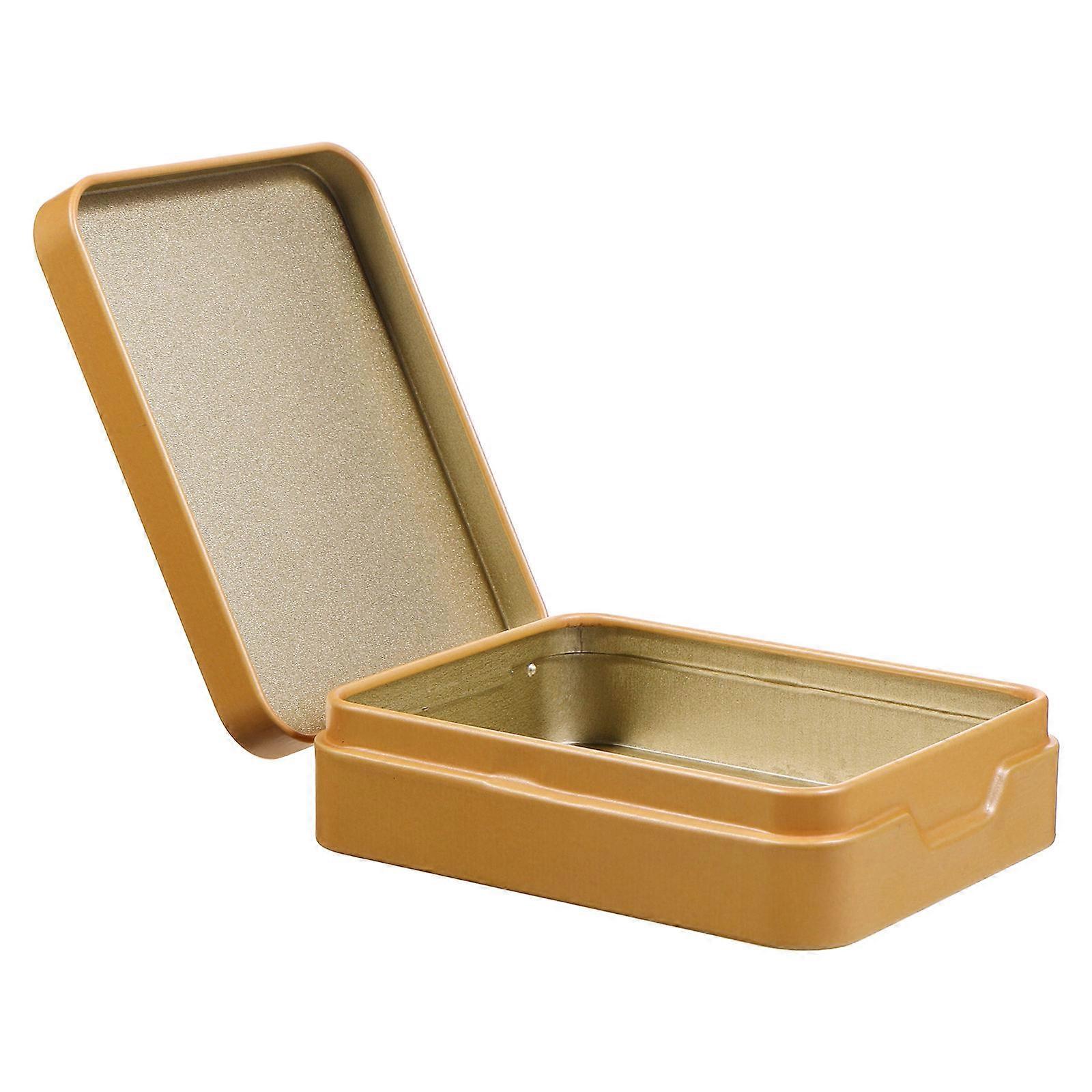 Tin Storage Box with Lid for Packaging 5Pcs Mini Rectangular Golden Boxes