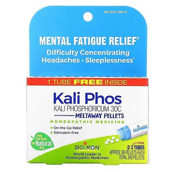 Boiron, Kali Phosphoricum, Meltaway Pellets, 30C, 3 Tubes, Approx. 80 Pellets Each