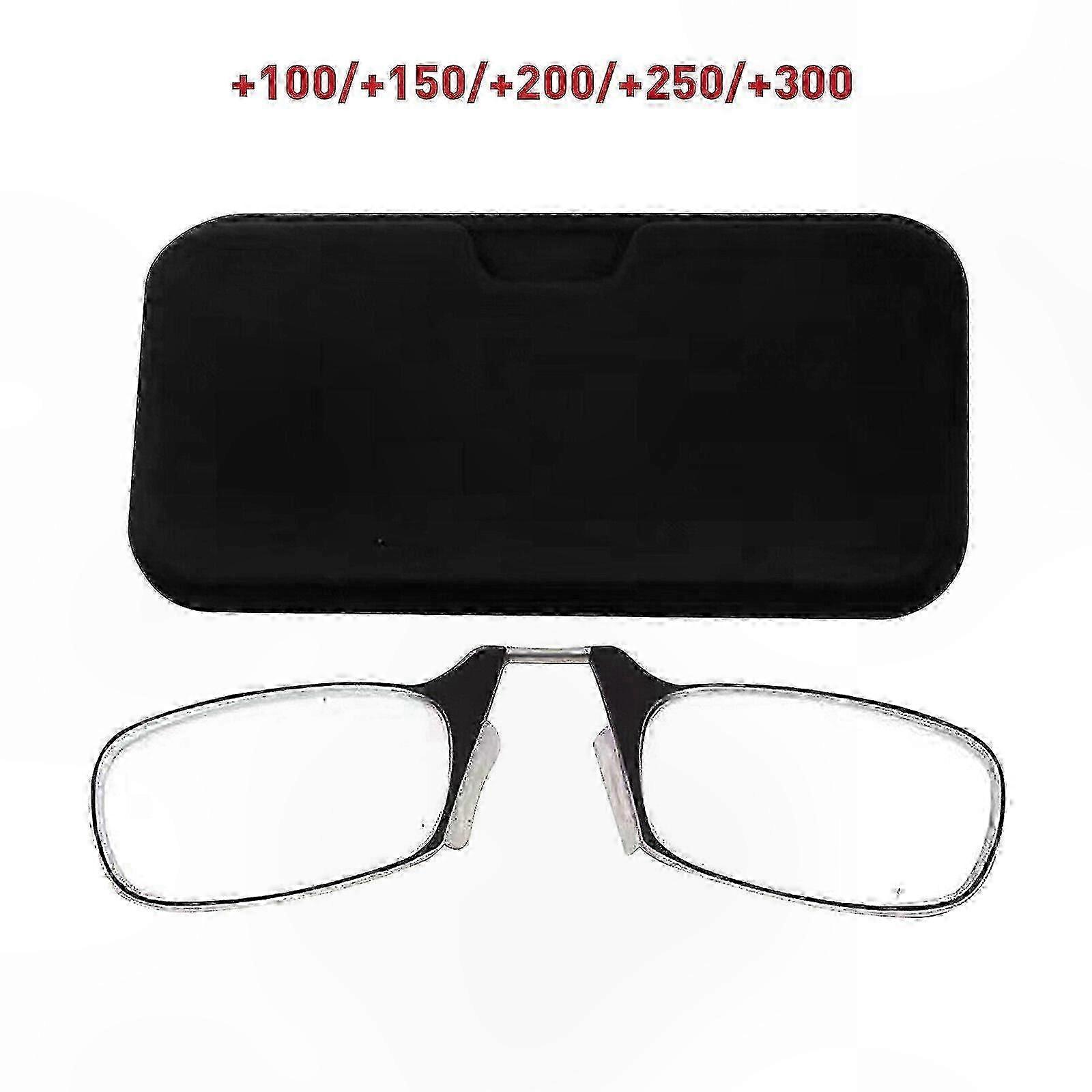 Lightweight Unisex Reading Glasses with Mini Nose Clip, Multiple Strengths Available