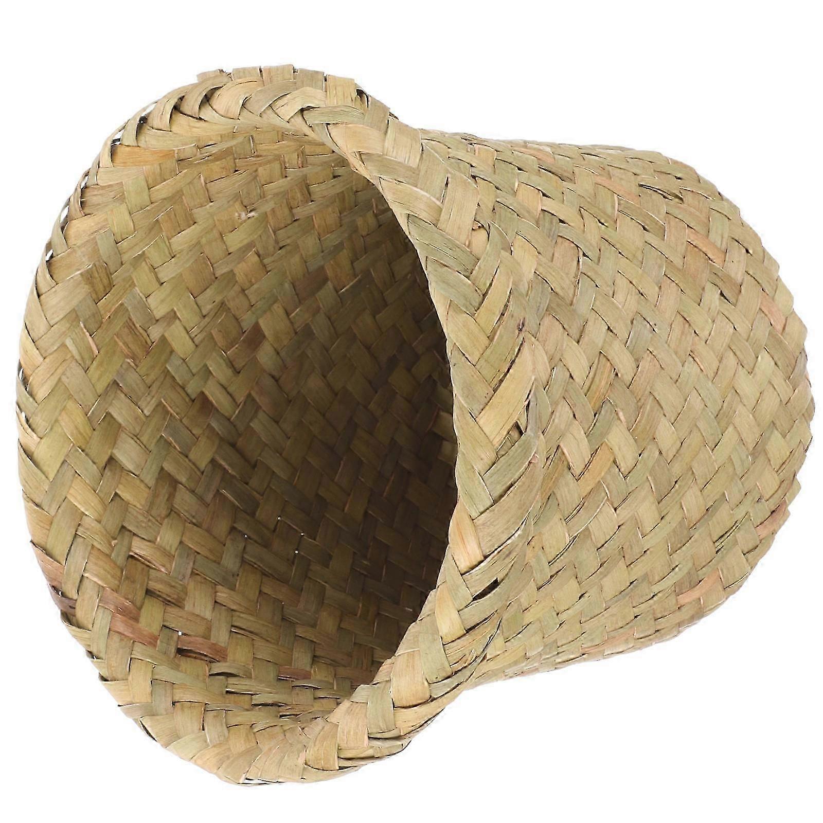 Daily Use Multi Function Waste Basket Sea Grass Woven Trash Bucket Office Supply