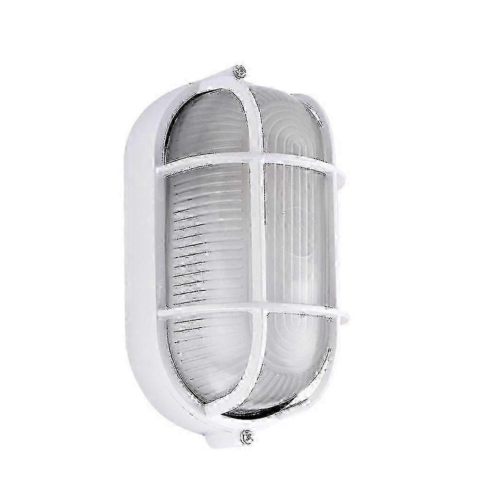 Oval Bulkhead Lamp With Wire Guard And Glass Diffuser, 60 W(1pcs,white