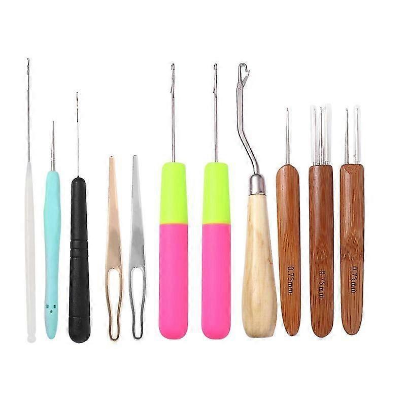 Luxora 11 יחידות מקצועי וו סרוגה ראסטות ווים סרוגה ראסטות מחטי סריגה עיצוב שיער כלי סריגה לספר