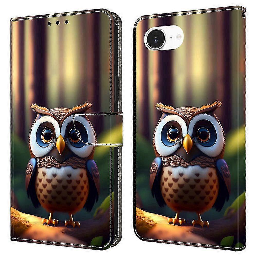 For iPhone 16e Leather Case Pattern Printing Wallet Stand Flip Phone Cover 25-26