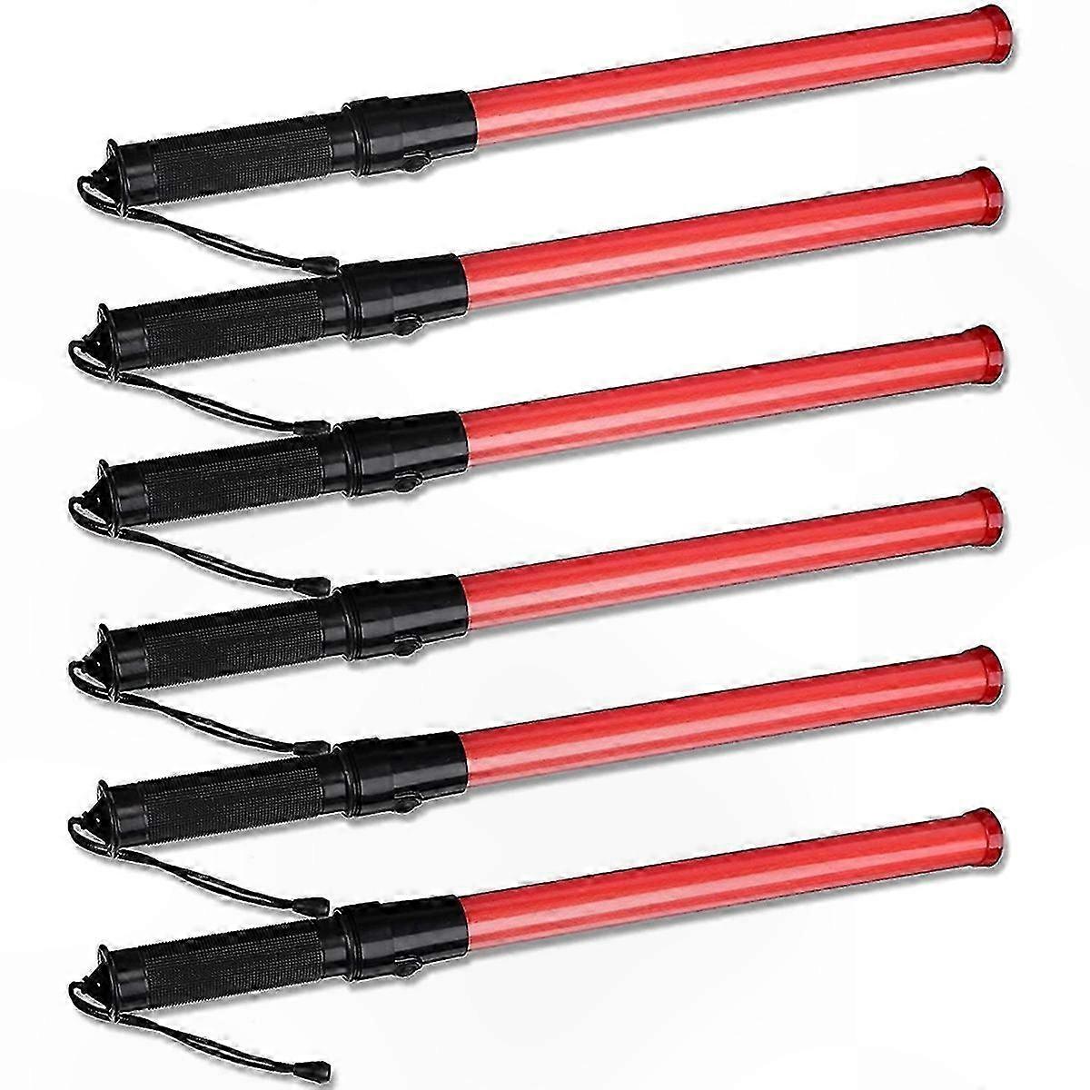 6PCS 41cm LED Traffic Wands with Dual Flash Modes for Safety Signaling