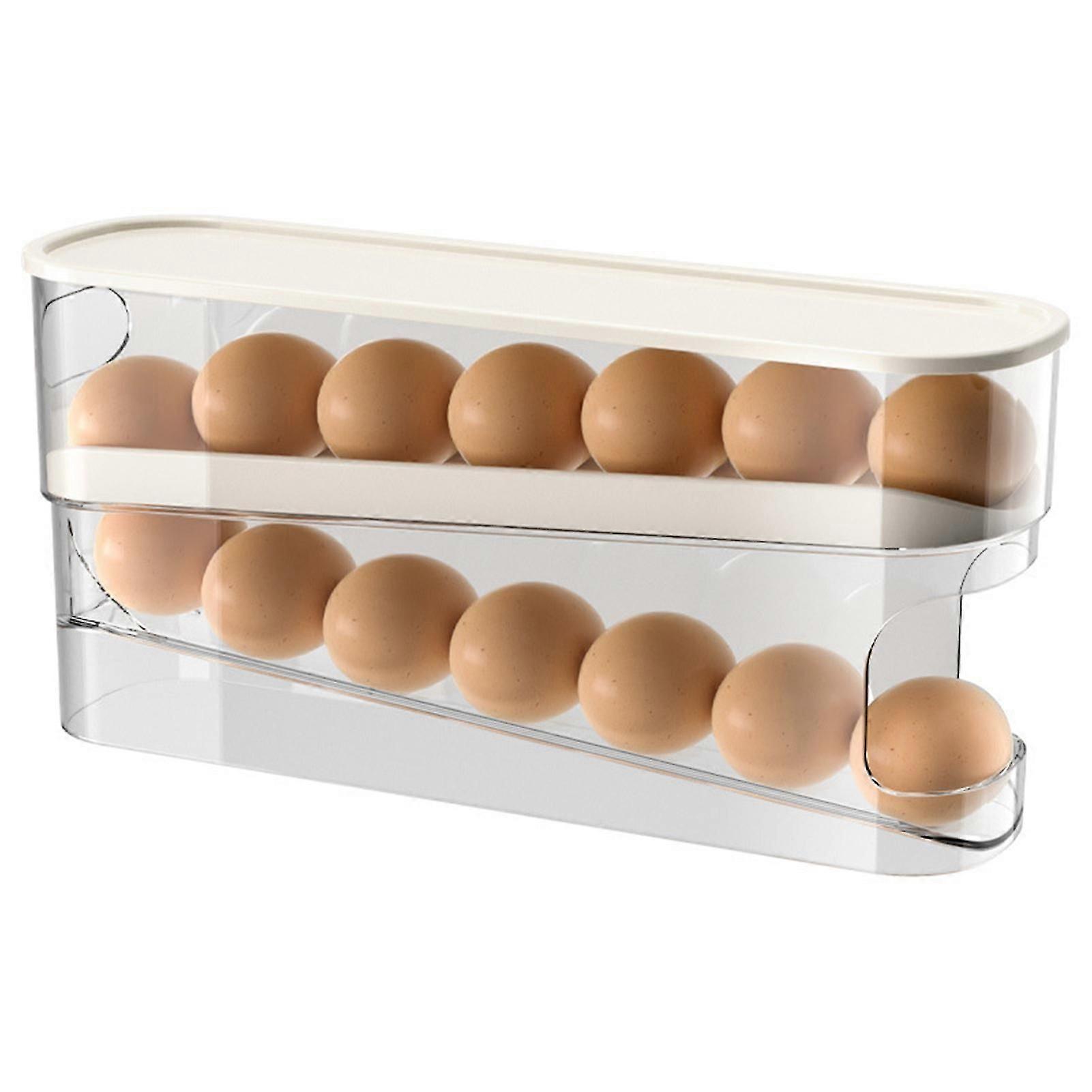 Double Layer Slide-Type Egg Storage Box Large Capacity Stable Egg Storage Box for Countertop Fridges