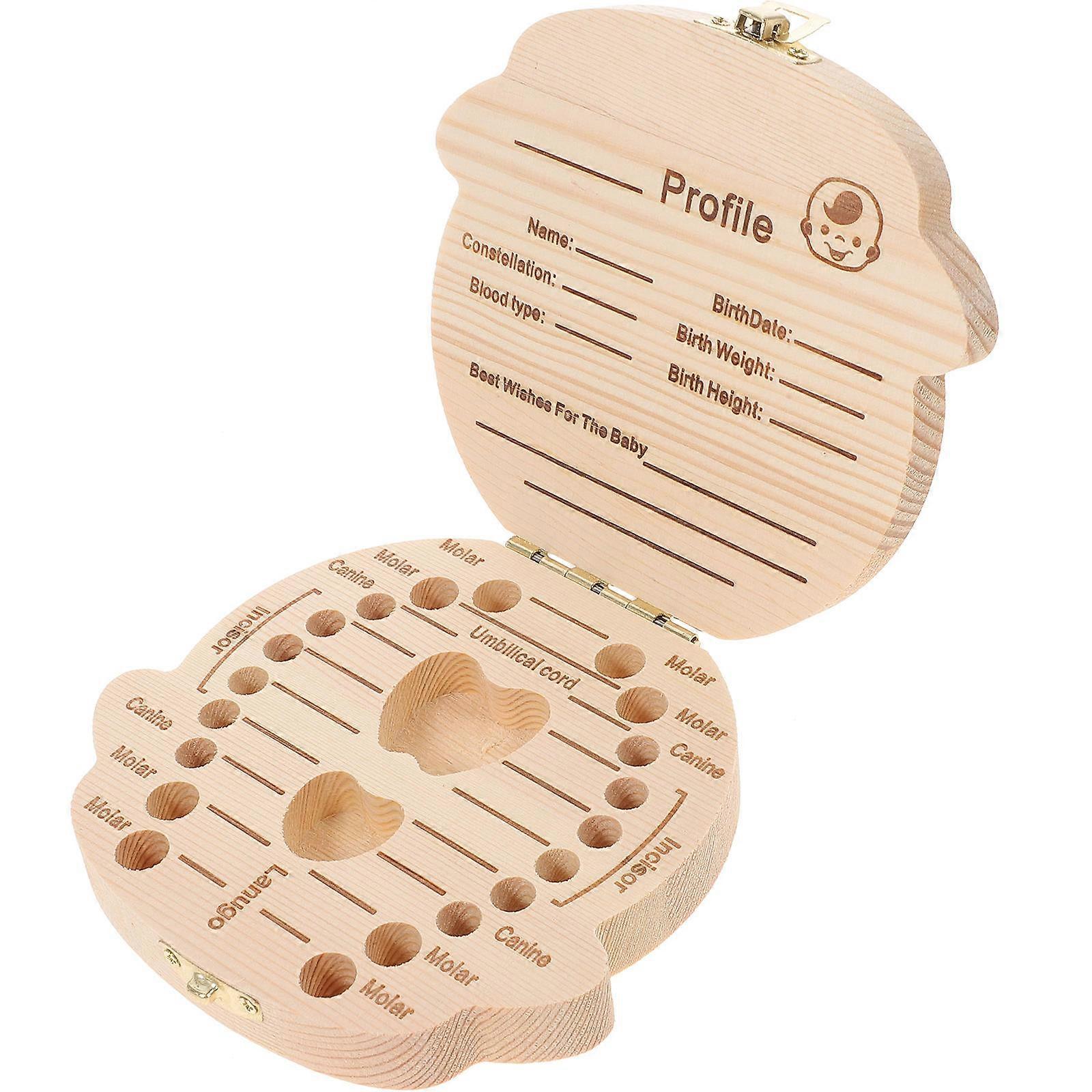 Baby Tooth Box Assorted Color Wood Cute Cartoon Design Tooth Keepsake Storage Box