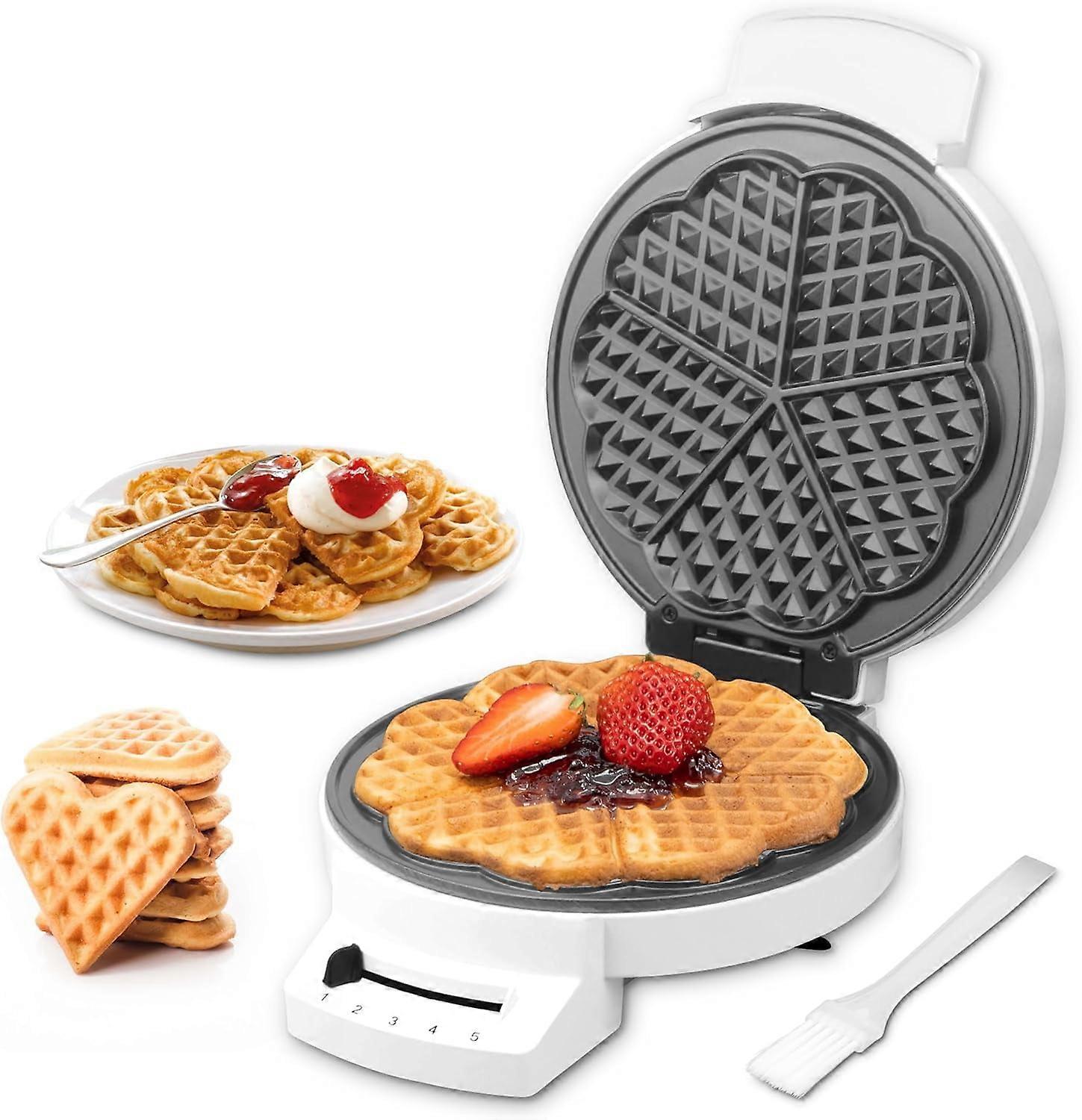 Mini Waffle Maker for Kids, Makes 8x 2'' Tiny Waffle Bites, Compact, Non-Stick, Easy to Use, Recipe Included, White