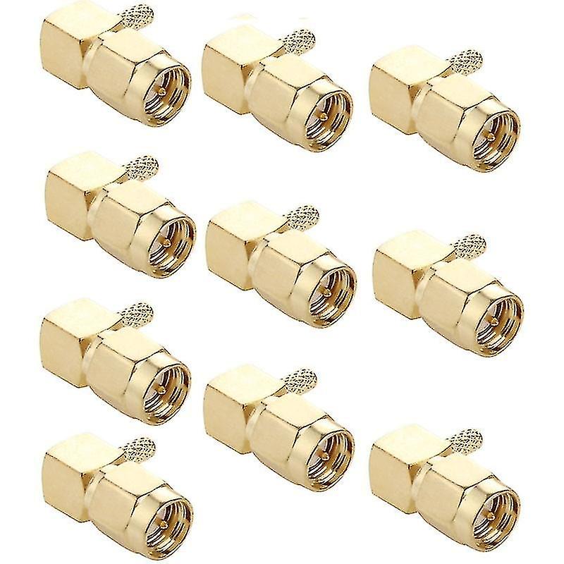Computer Accessory Sets 10pcs Gold Plated Crimp Sma Male Plug 90 Degree Right Angle Rf Connector Adapter For Rg174 Rg316