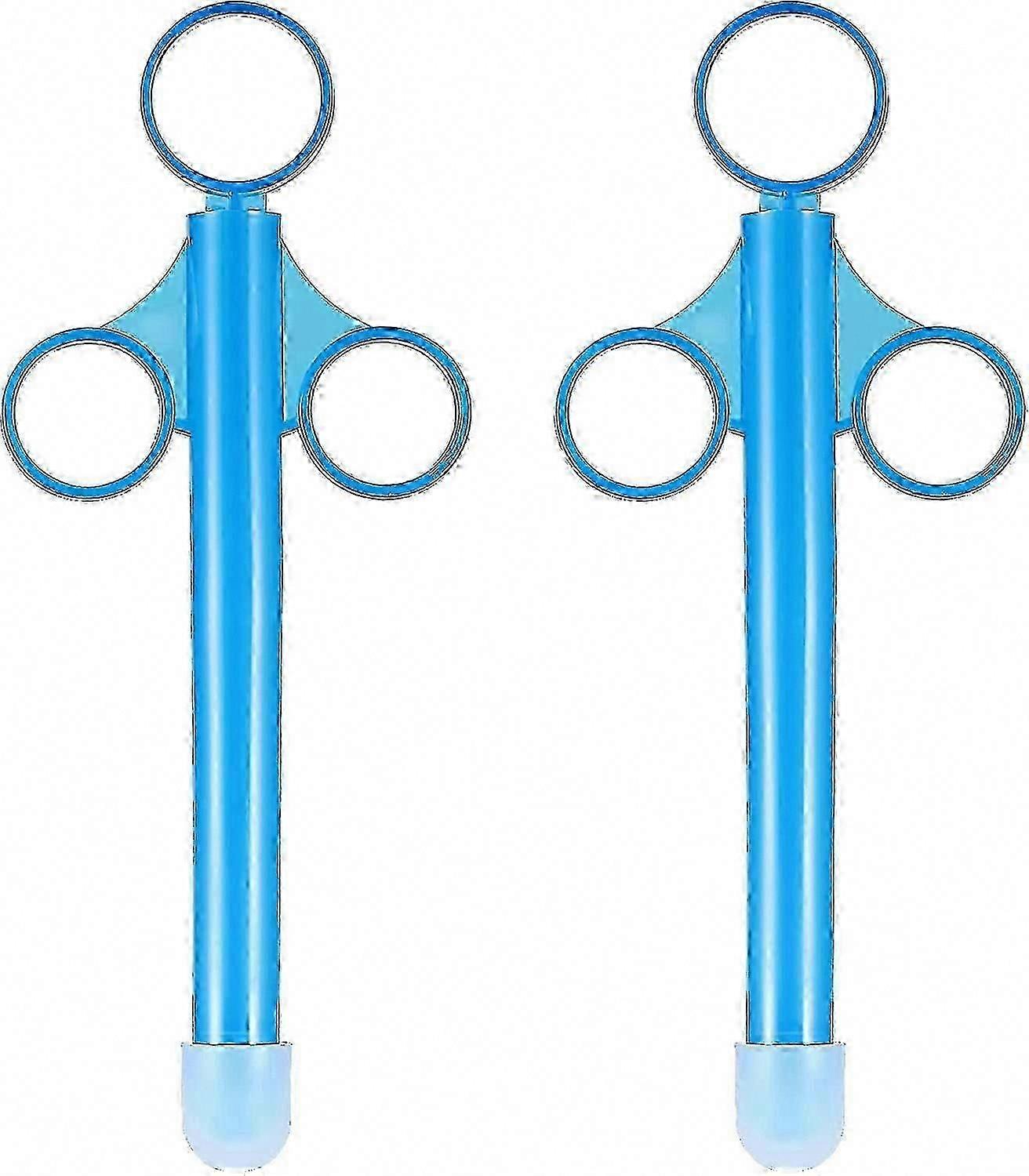 Reusable Lubricant Launcher with Smooth Round Tip, 2-Pack Blue Applicator