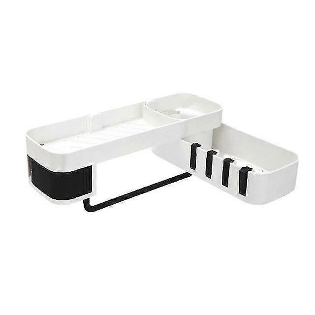 Plastic Suction Cup Bathroom Kitchen Corner Storage Rack Organizer Shower Shelf Shampoo Shower