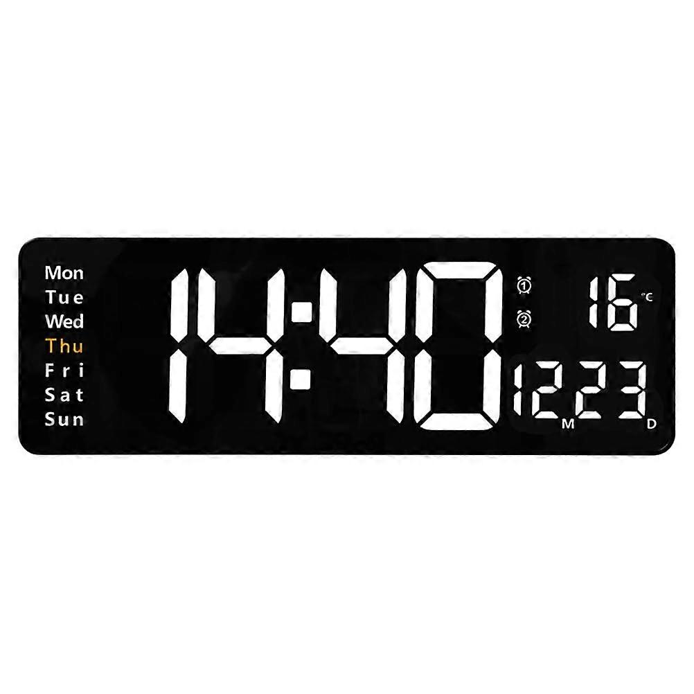 16Inch LED Digital Display Wall Clock Temperature And Humidity Display European White Wall Clock With Countdown Timer