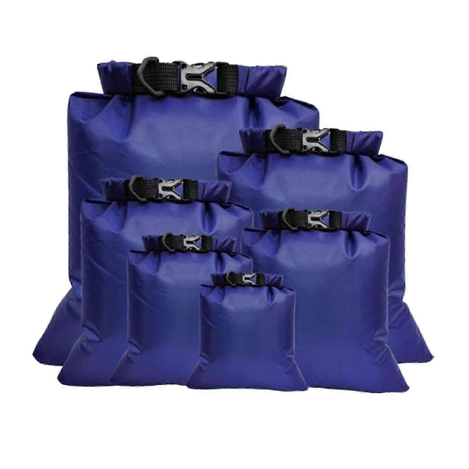 6x Waterproof Dry Bag Set Lightweight Dry Sacks Dry Wet Separation Blue