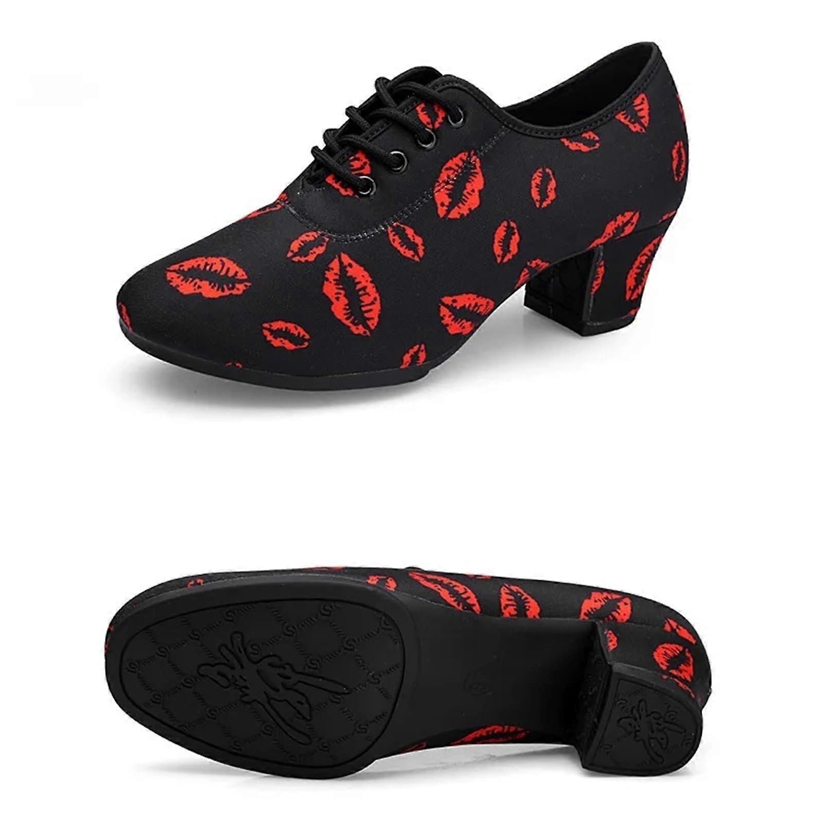 Soft Sole Unisex Dance Shoes Ballroom Tango Jazz Performance Practise Shoes EU Size 38 5cm Heel Straight Glue