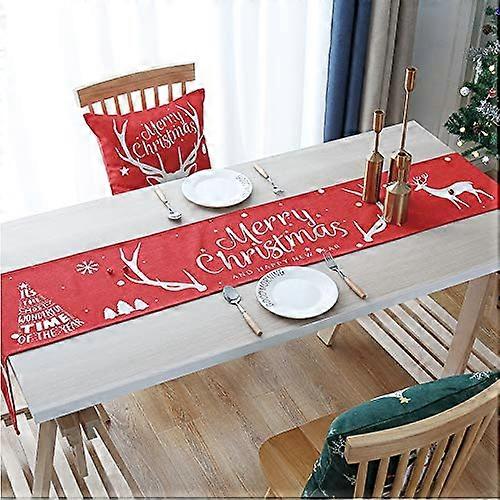 Christmas Table Runner Red Embroidered 30 x 180 cm Table Decoration Model A
