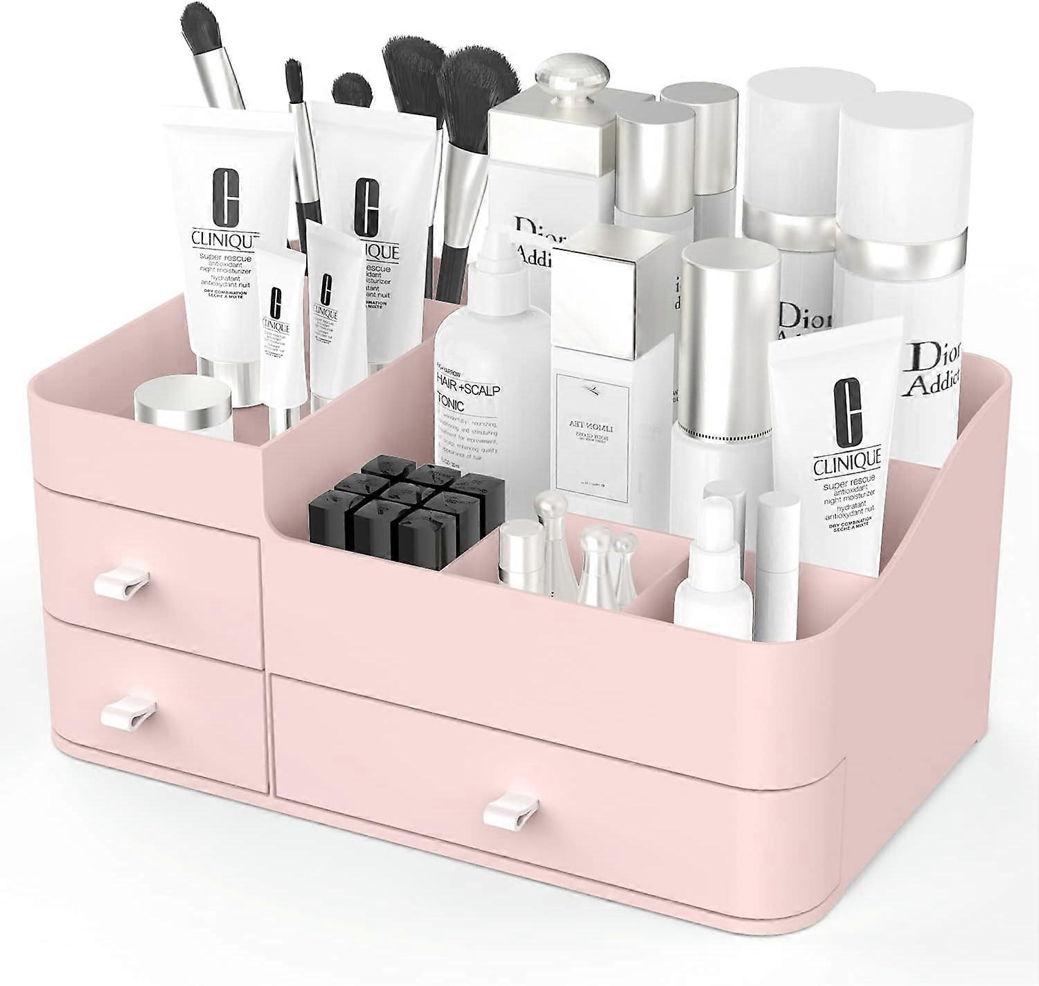Makeup Organizer, Cosmetic Storage Box with Drawer, Elegant Vanity Holder