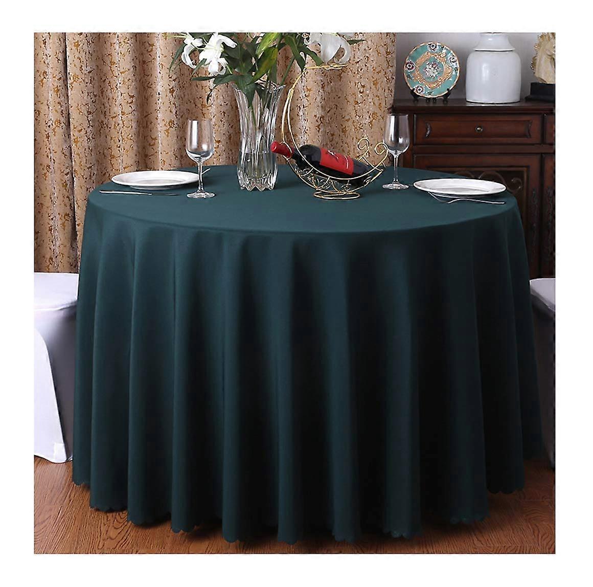 Round Polyester Tablecloth Dark Green Washable Table Cover for Wedding Party Restaurant 280cm