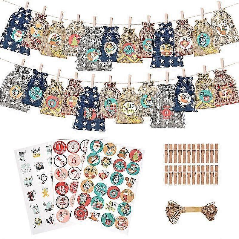 Pacote com 124 Sacolas para Calendário do Advento de Natal, Calendários do Advento de 24 Dias com Doces para Adultos e Crianças