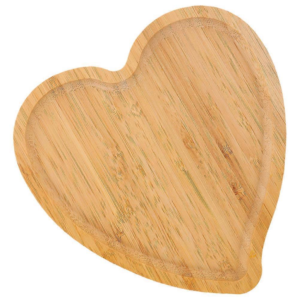 Bamboo Serving Tray Heart Shape Tray for Storage Bamboo Bread Plate