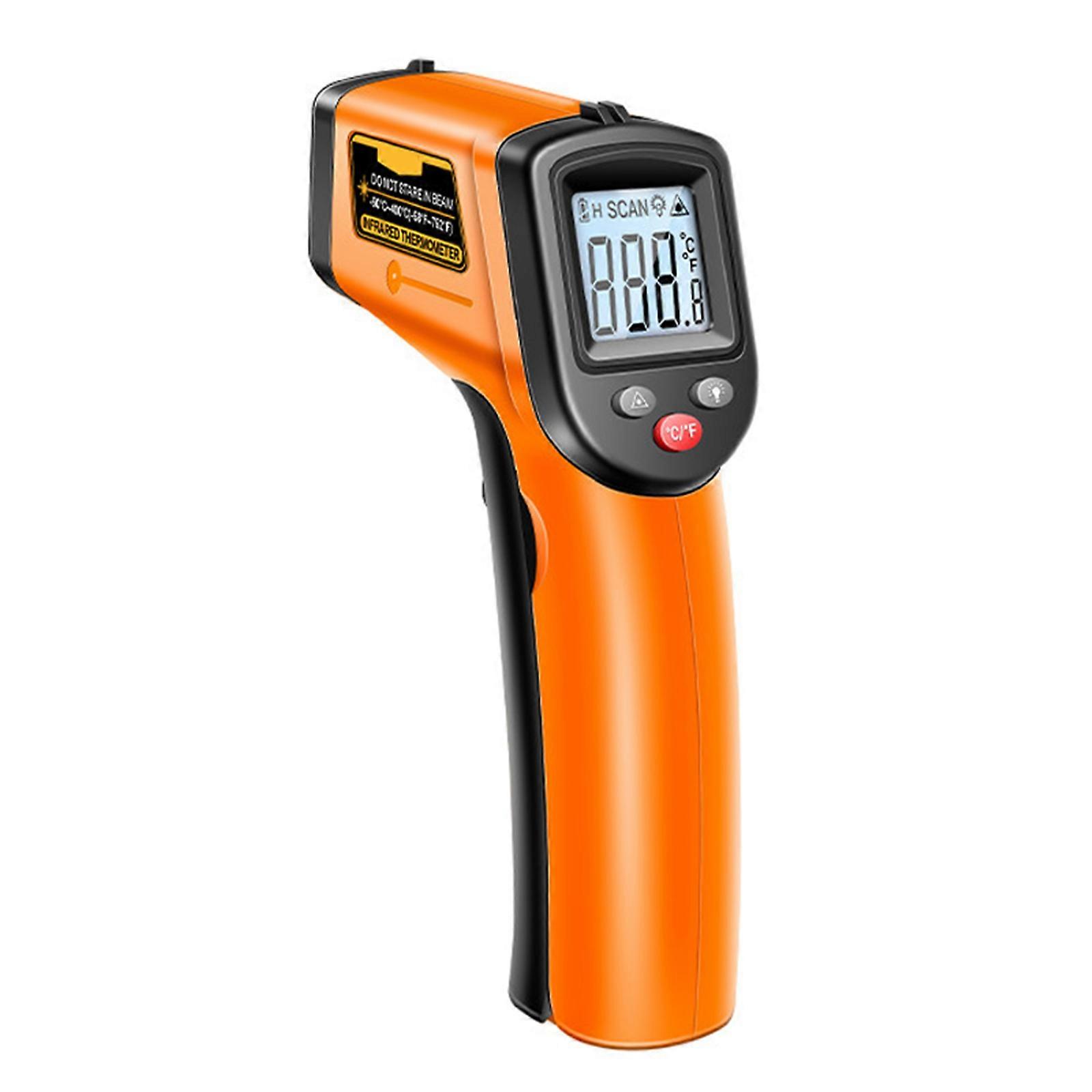 IR Thermometers for Cooking -50℃～400℃ /-58℉～752℉ Colorful Display Digital IR Temperature for Pizza Oven  Orange