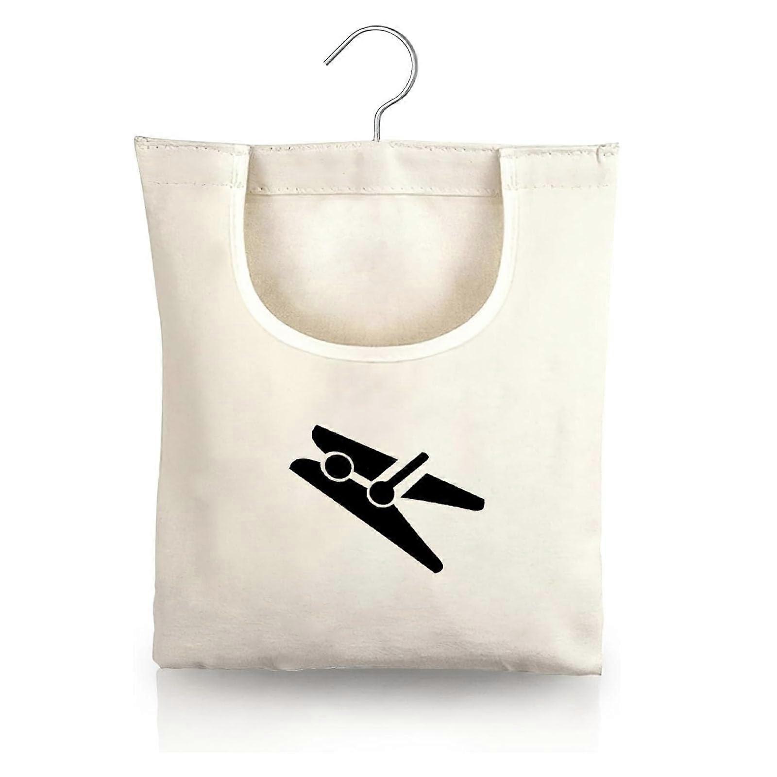 Clothes Peg Bag with 360° Rotating Hanger, Cotton Canvas Laundry Peg Holder 32×28cm for Washing Line