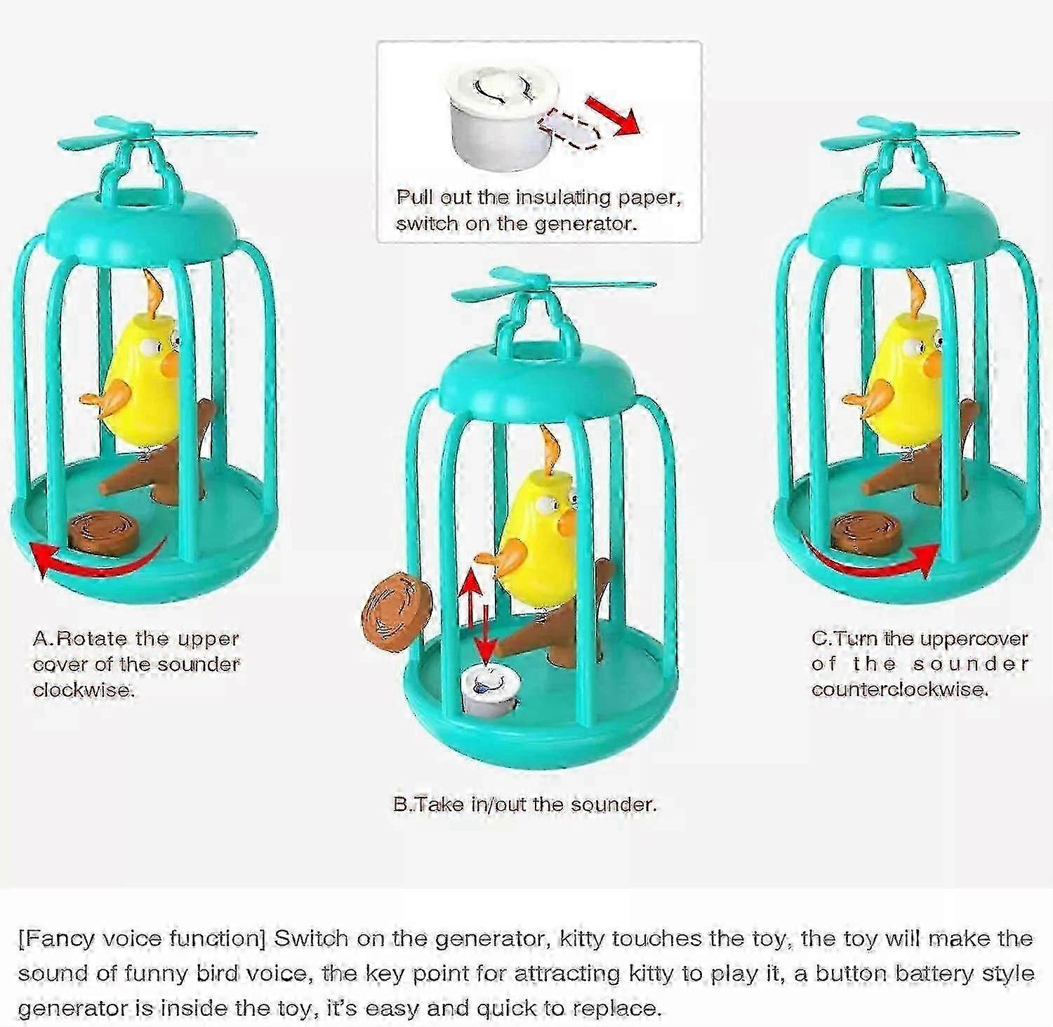 Chirping Bird in Cage Cat Toy Interactive, Bird Cage Cat Toy 2025