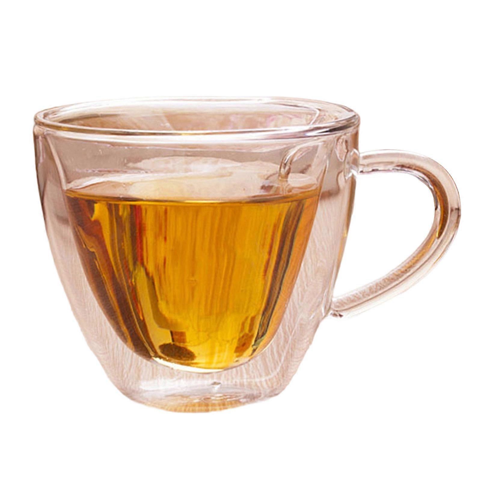 Double Layer Insulated Glass Cup Romantics Heart Shape Design Drinking Mug with Handle For Coffee Teas And Hot Beverages Multicolor