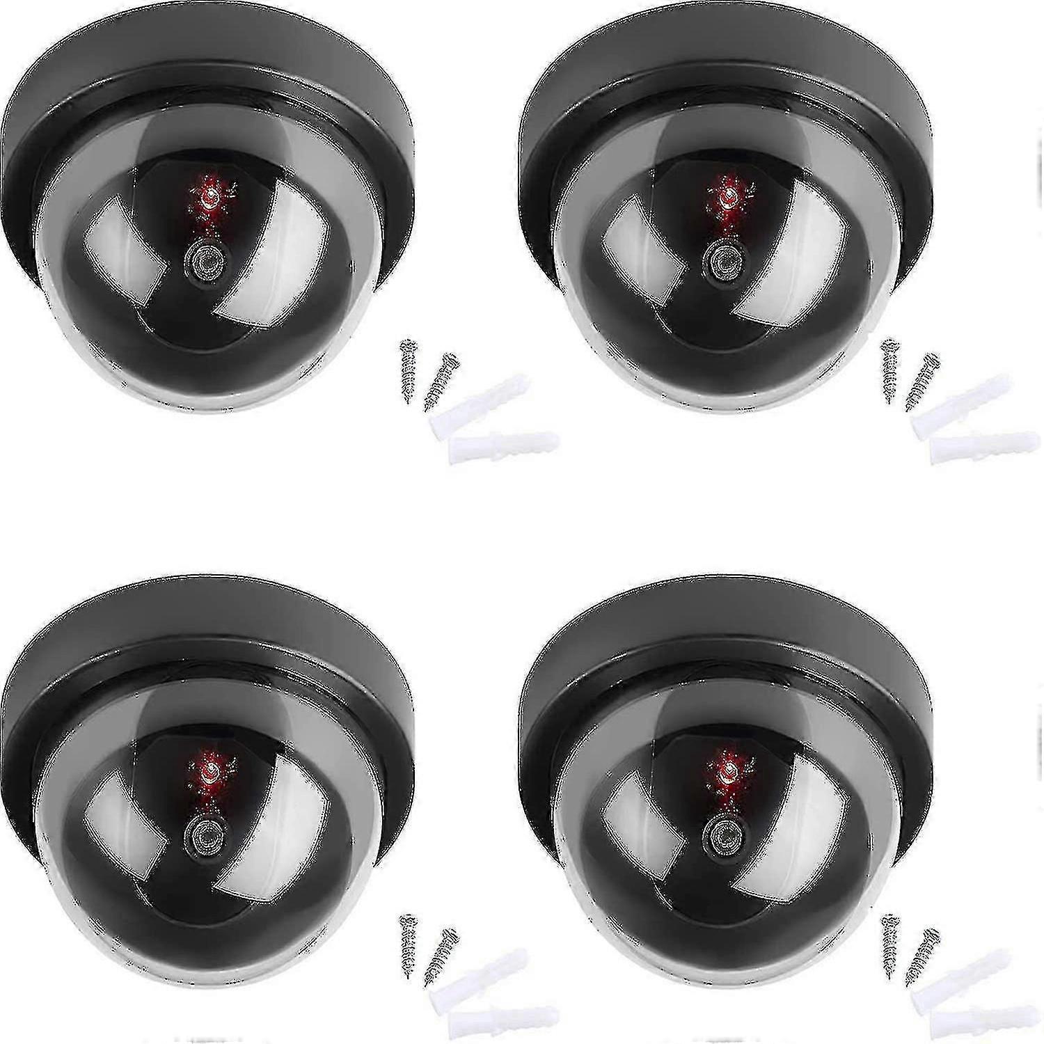 Dummy Cameras,Security Dummy Cctv Dome Camera With Led Flashing Light,Fake Surveillance(4 Pack)