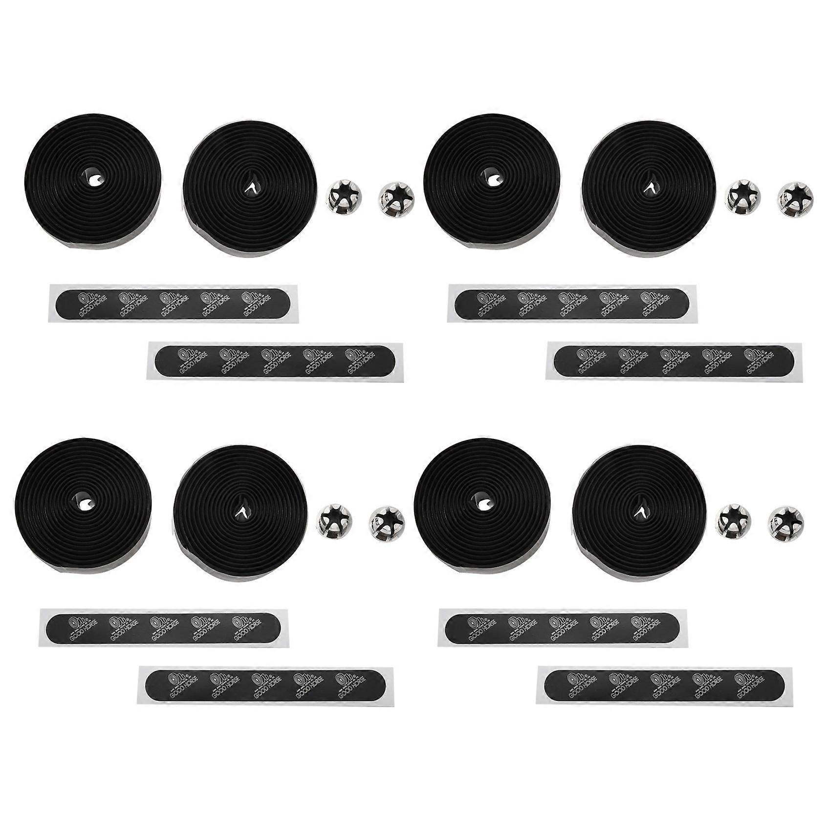 4X Bicycle Handlebar Tape Black Mesh Design Non-Slip Waterproof Bartape Soft EVA Sponge Leather Tape