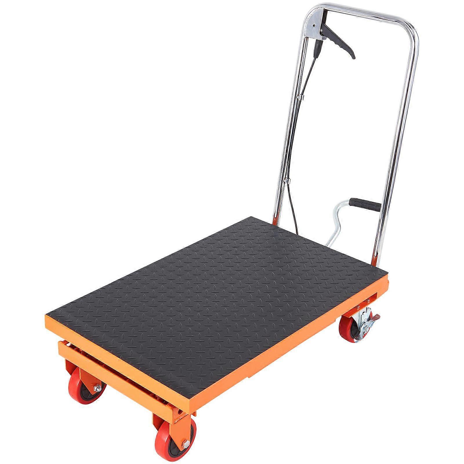 Hydraulic Lift Table Cart, 500lbs Capacity 28.5" Lifting Height, Manual Single Scissor Lift Table for Material Handling, Orange