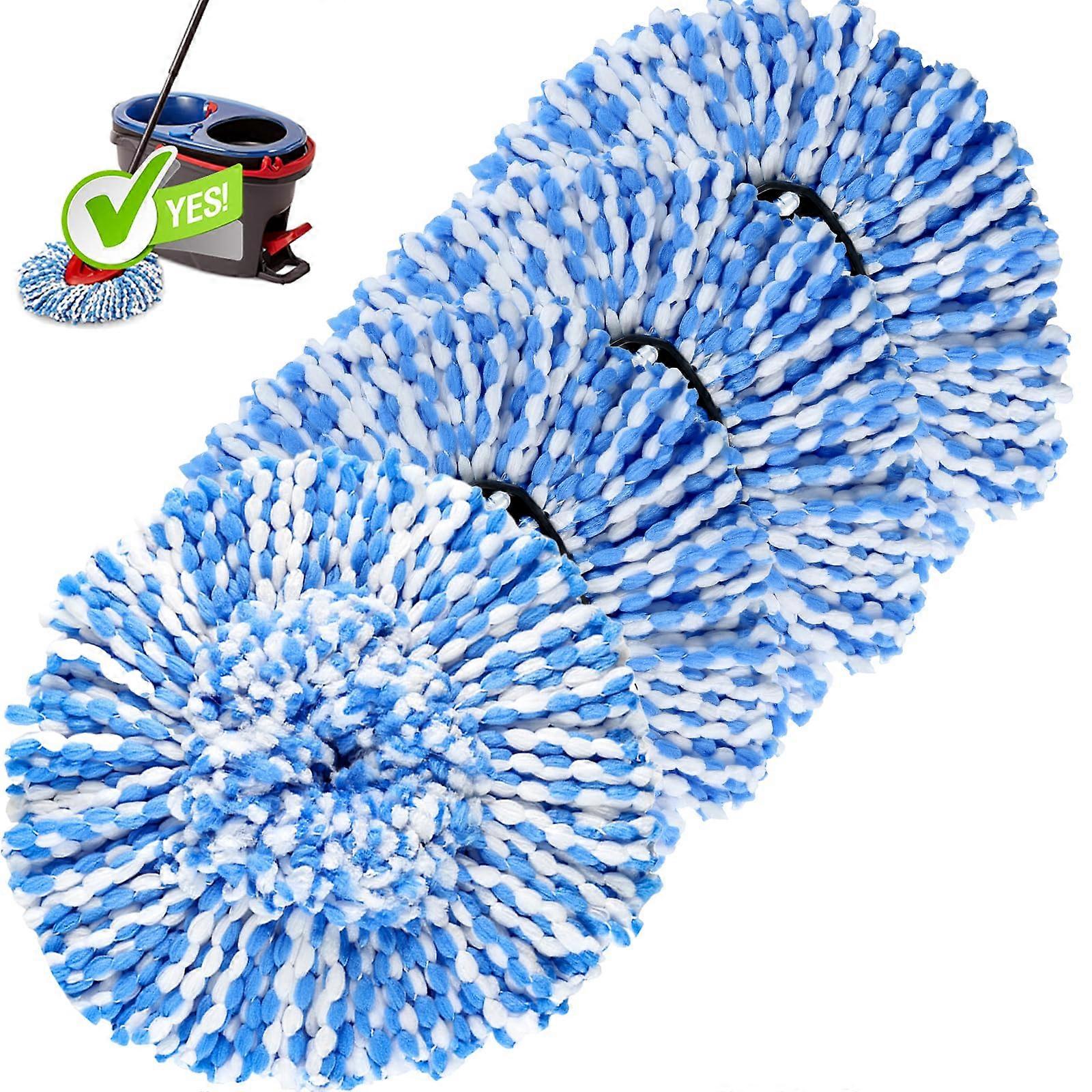 Spin Mop Replacement Heads 4 Pack for 4.33 Inch Core 2Tank System, Machine Washable