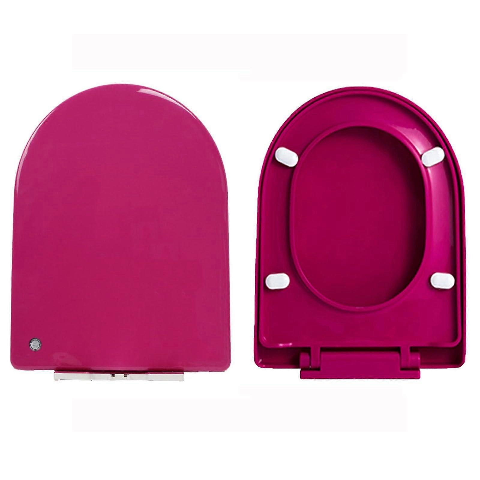 Toilet Seat with Slow Close Quick Release, PP U Shape, Adjustable  Fix Hinges, Rose Red