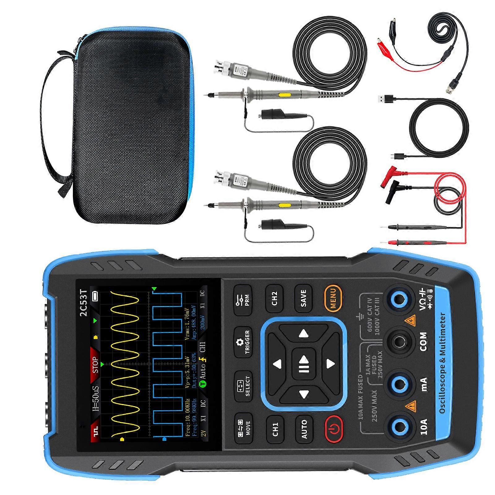 50MHz Bandwidth Oscilloscope Voltages Current Diode Tester 250MSa/s Sampling Rate Signal Generator Digital Multimeter Multicolor
