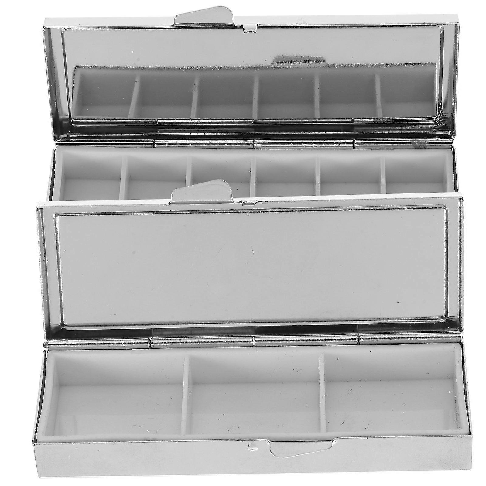 Pills Container Metal Case for Portable Use with 2Pcs Silver Finish