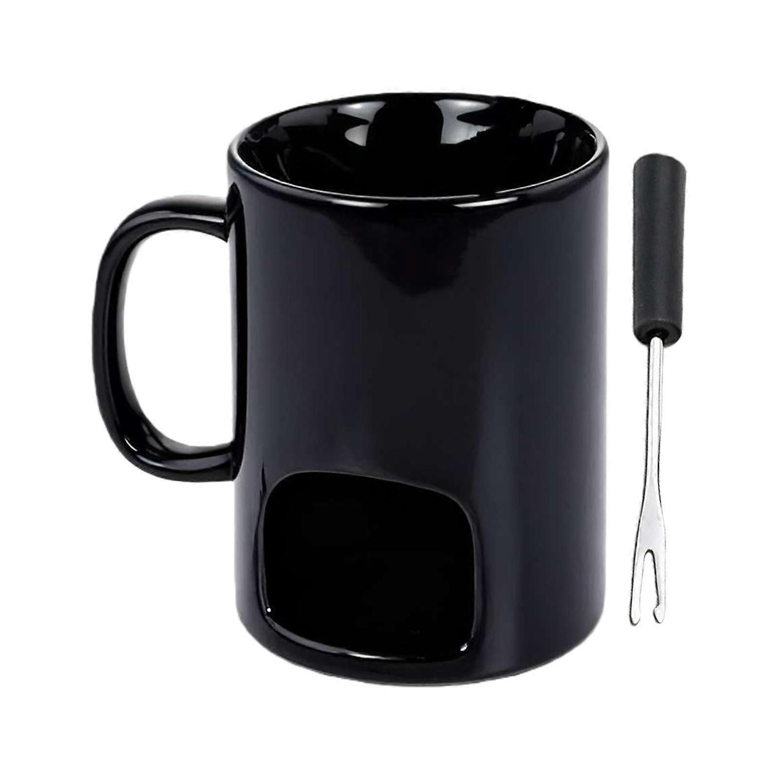 Elegant Ceramic Fondue Pot Cup For Chocolate Melting Cheese Heating Multiuse Coffee Mug with Handle Elegant Tableware Multicolor