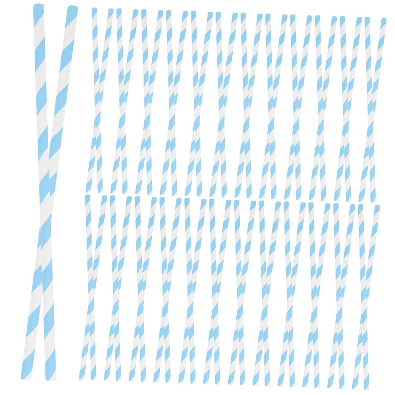 100pcs Biodegradable Paper Straws Navy Stripe EcoFriendly Party Drinking Straws for Hot and Cold