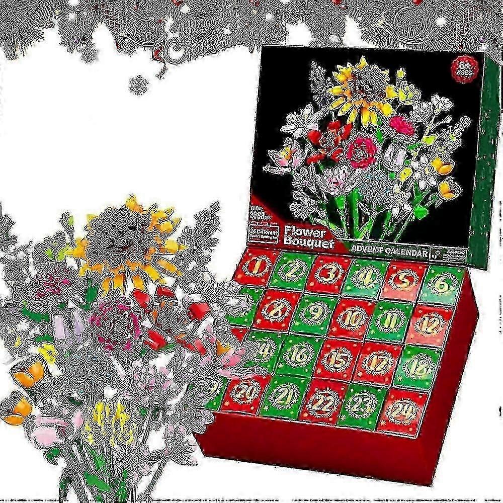 2024 Christmas Advent Calendar with 24 Day Sunflower Bouquet Building Blocks