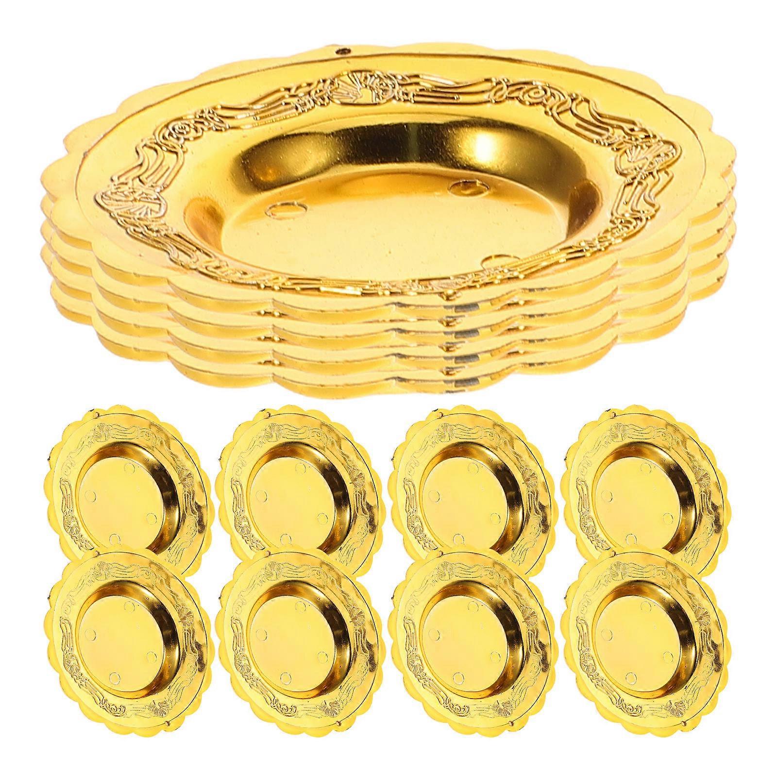 Golden Cake Plates for Party Serving 12Pcs Small Round Plates