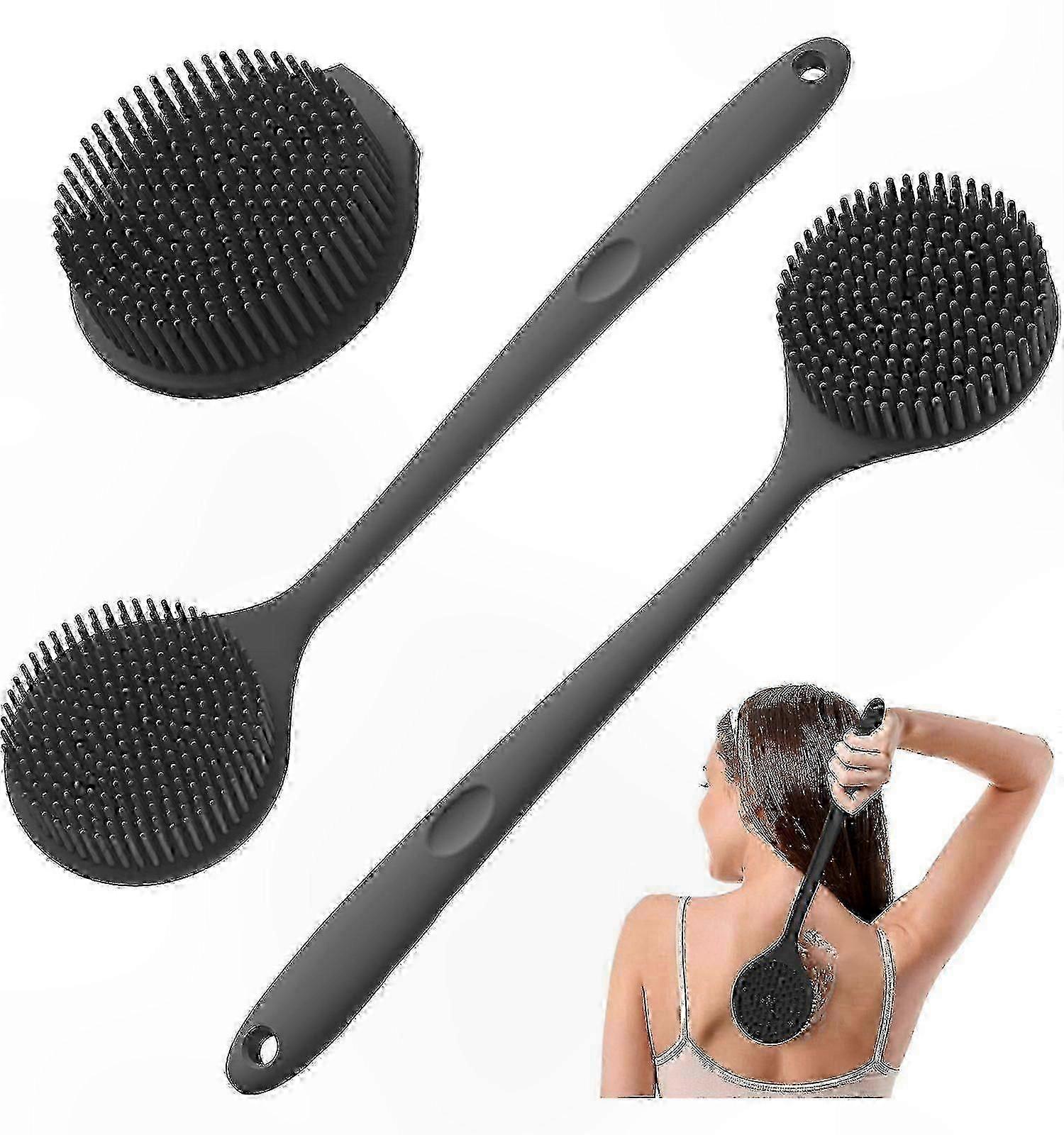 Back Cleaning Brush compatible with Bathing with Long Handle, 2-Piece Shower Aid