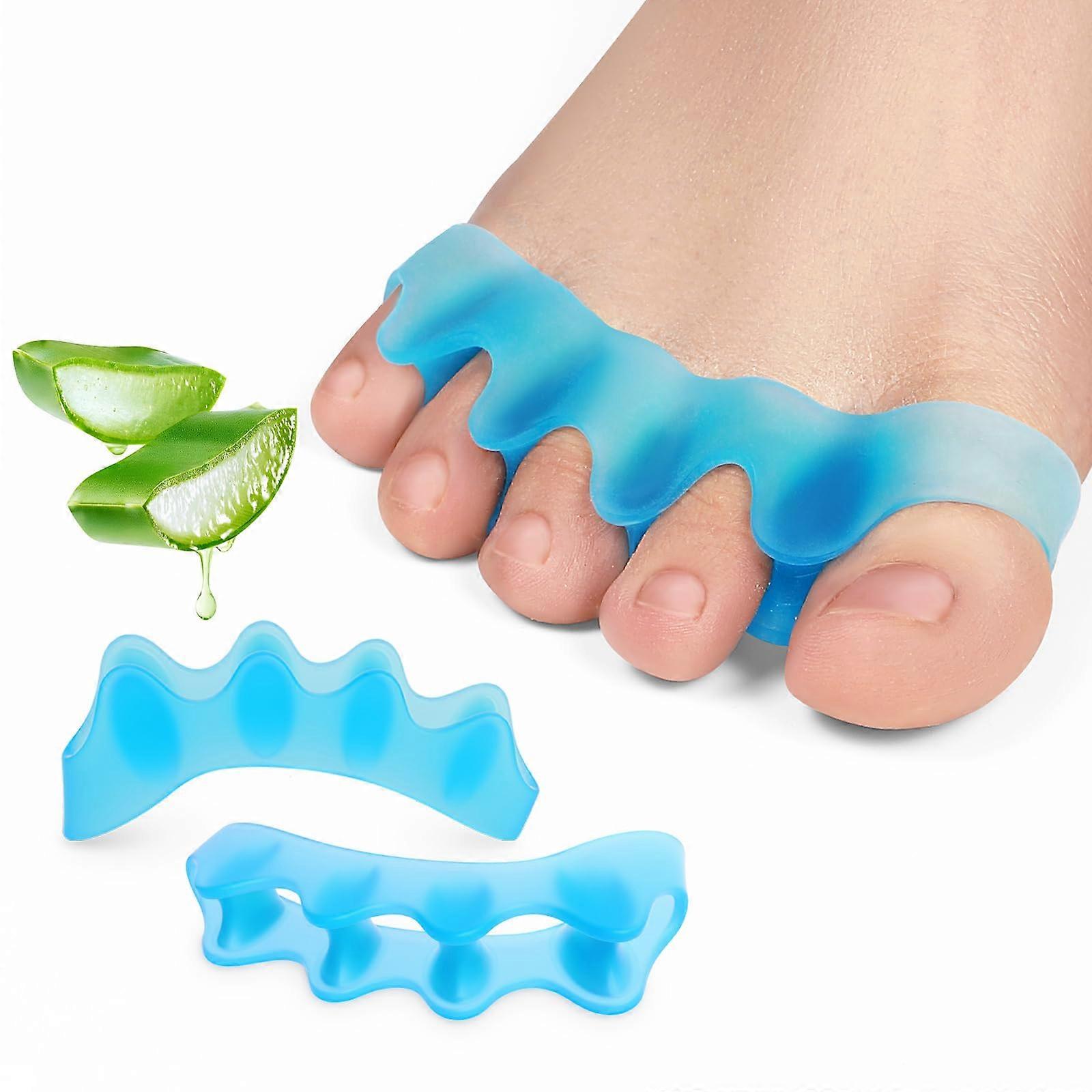 Toe Separators Bunion Corrector with Aloe Vera for Pain Relief and Big Toe Alignment, 2 Pairs Blue