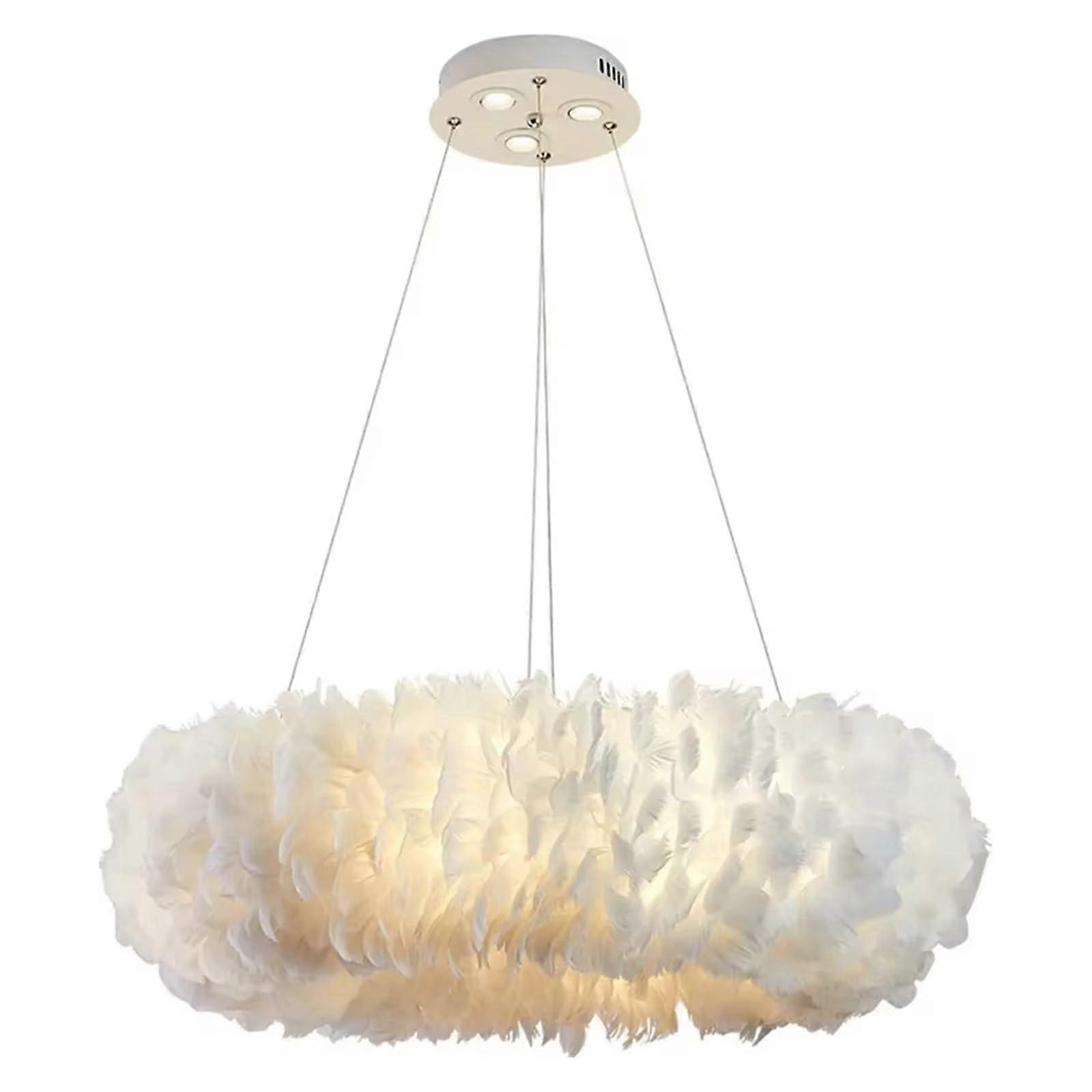 Feather Pendant Light with Elegant Design, Modern Bedroom Chandelier, Soft Ambient Lighting D50CM