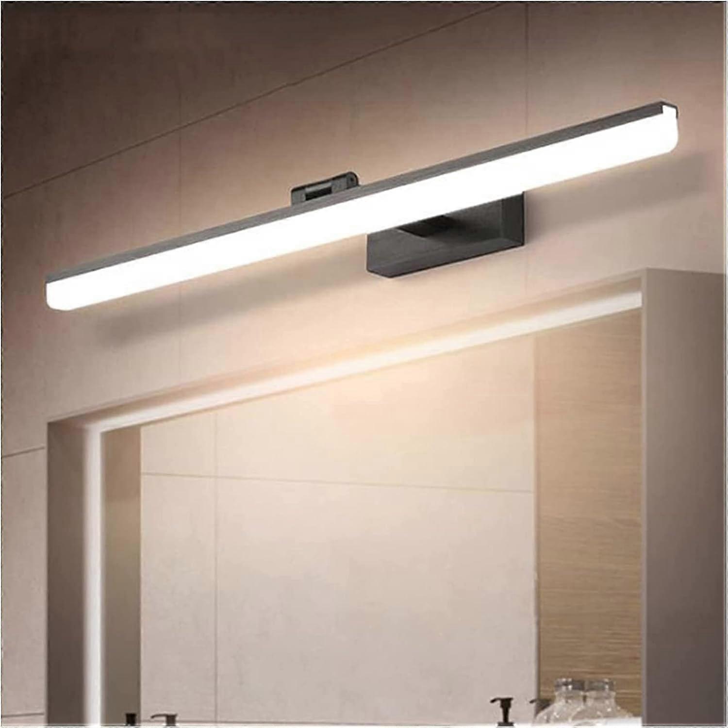 Modern Waterproof LED Bathroom Mirror Light Fixture, Black Wall Mounted Makeup Lamp
