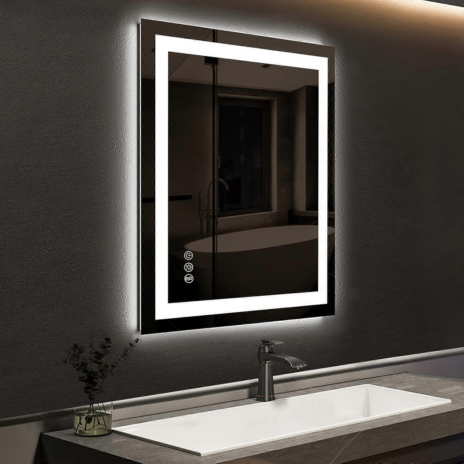 24x36 Inch LED Bathroom Mirror with Frontlit and Backlit, AntiFog, Dimmable 3Color Lights