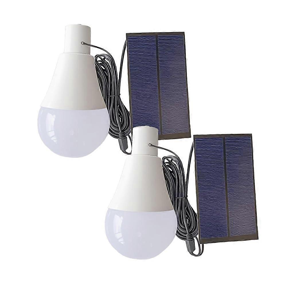 Solar LED Light Bulb Rechargeable Solar Powered Lamp with 2 Dimmable Levels for Camping Garden Shed White 2 Pack