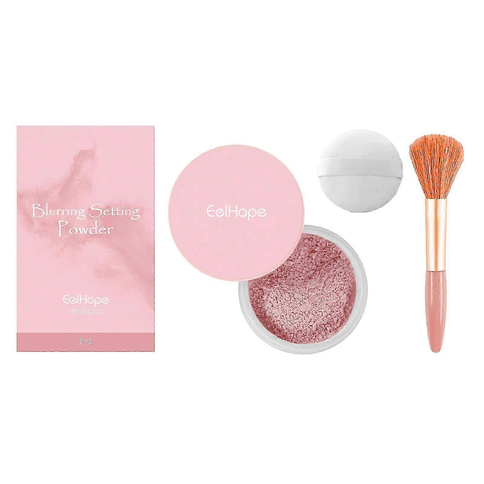 Pink Setting Powder with Brush - Long-Lasting, Breathable Matte Finish