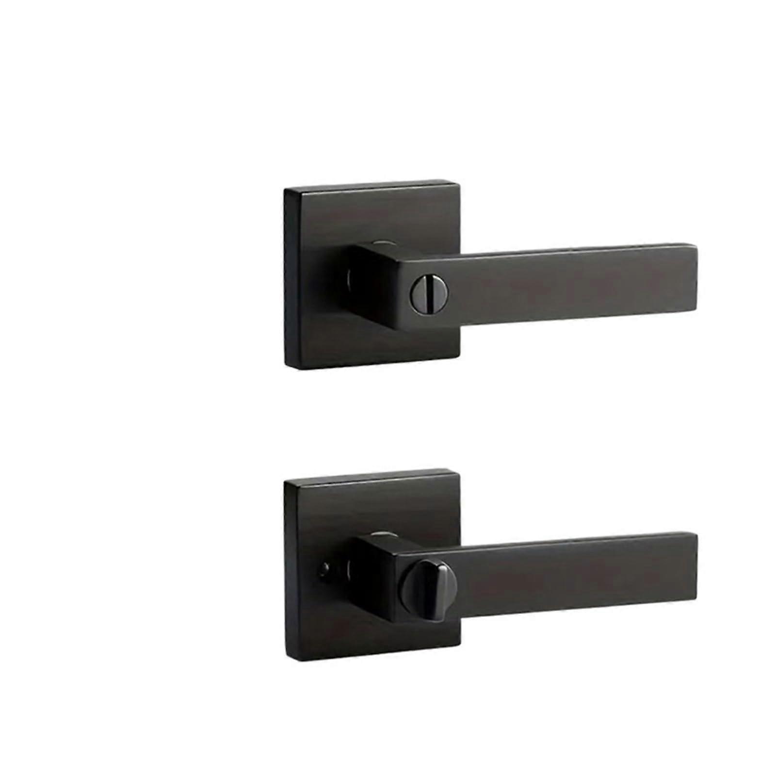 Modern Matte Black Privacy Door Lever Handle for Bedroom and Bathroom with Keyless Lockset