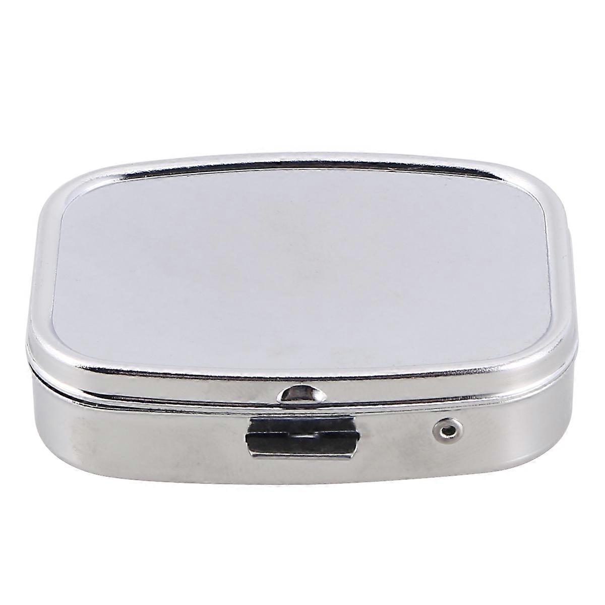 Portable Pill Box Metal 2 Compartments Organizer Container for Storage 2Pcs