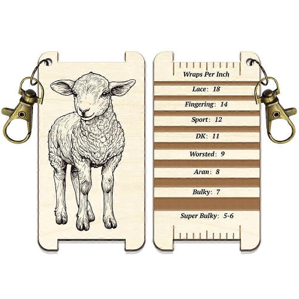 Sheep Spinning Control Tool Decorative Yarn WPI Guide Gauge with Clasp Wood Yarn Wrap Guide Board with Diz for Spinners Yarn Measuring Tools Crochet A